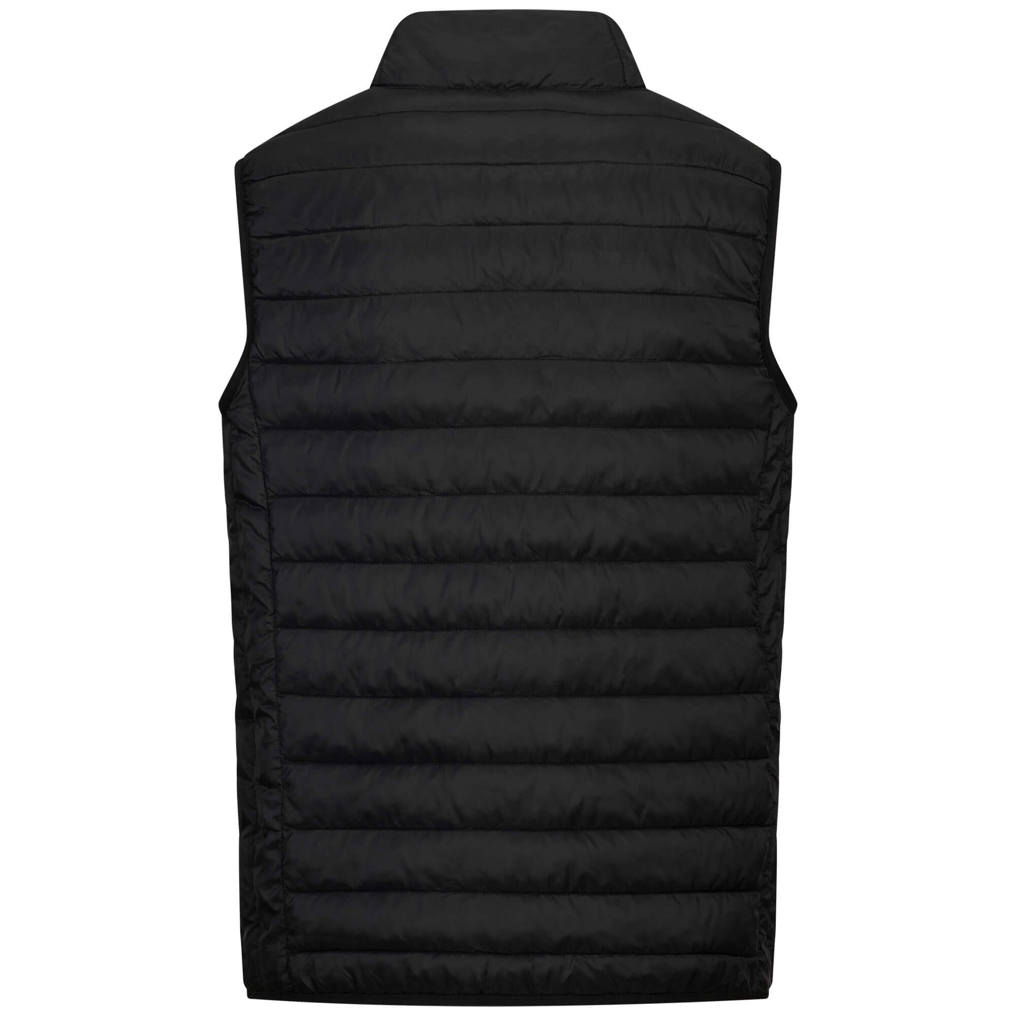 Rückansicht der ultraleichten Damen Weste "Nangaparbat", in der Farbe Schwarz / Magenta