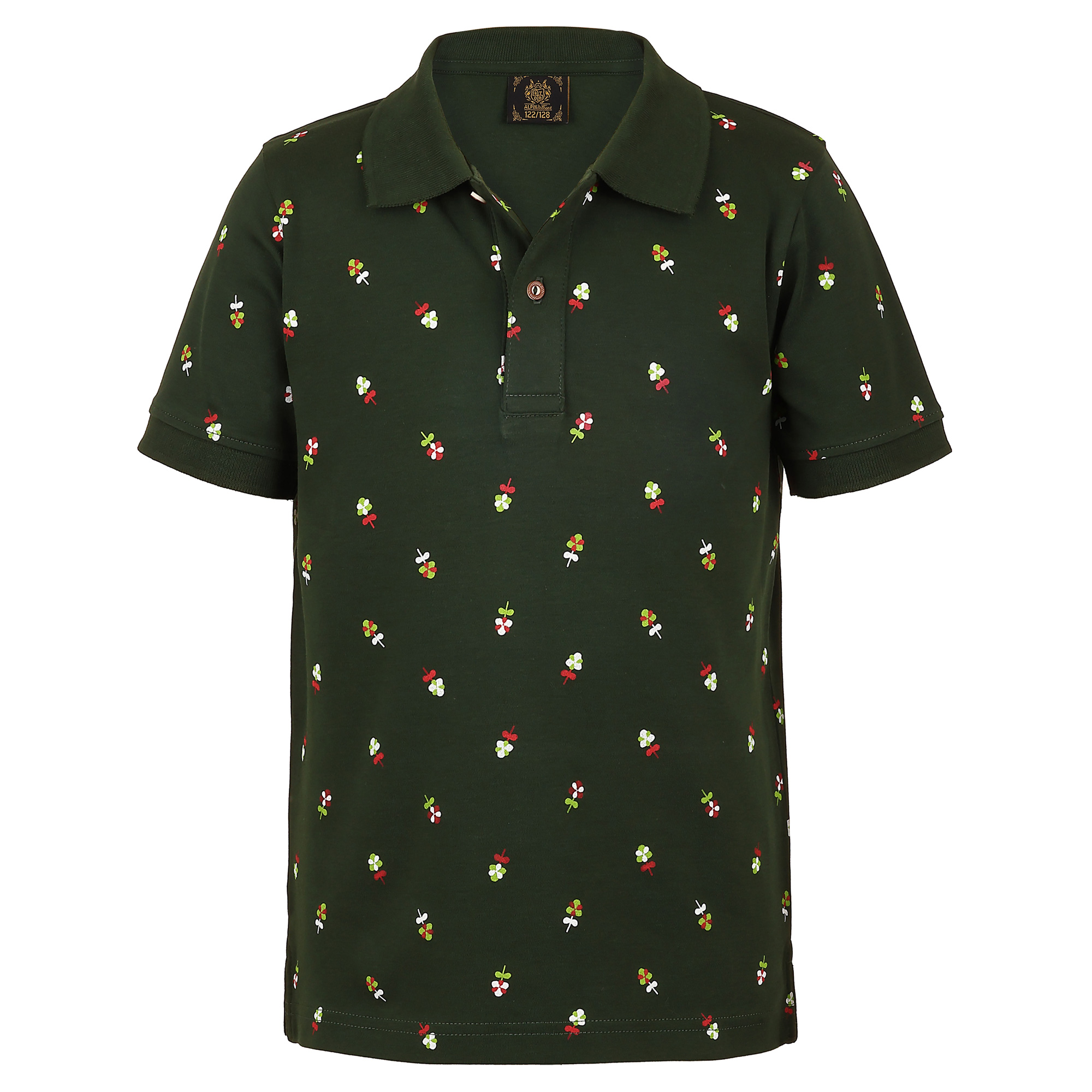 Kinder Blümchen-Druck Polo "Kärnten", Grün