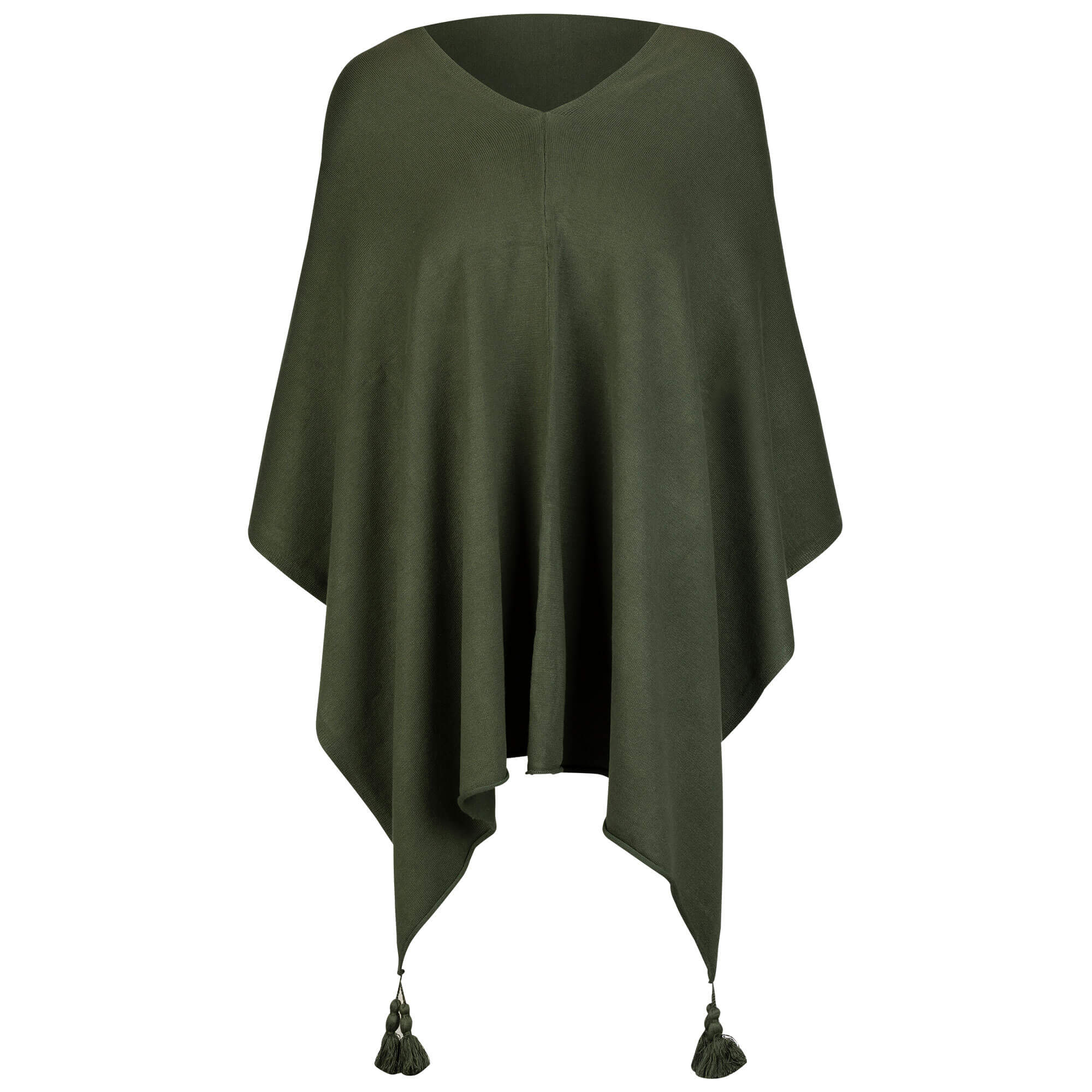 Vorderansicht des Damen Poncho in der Farbe Khaki