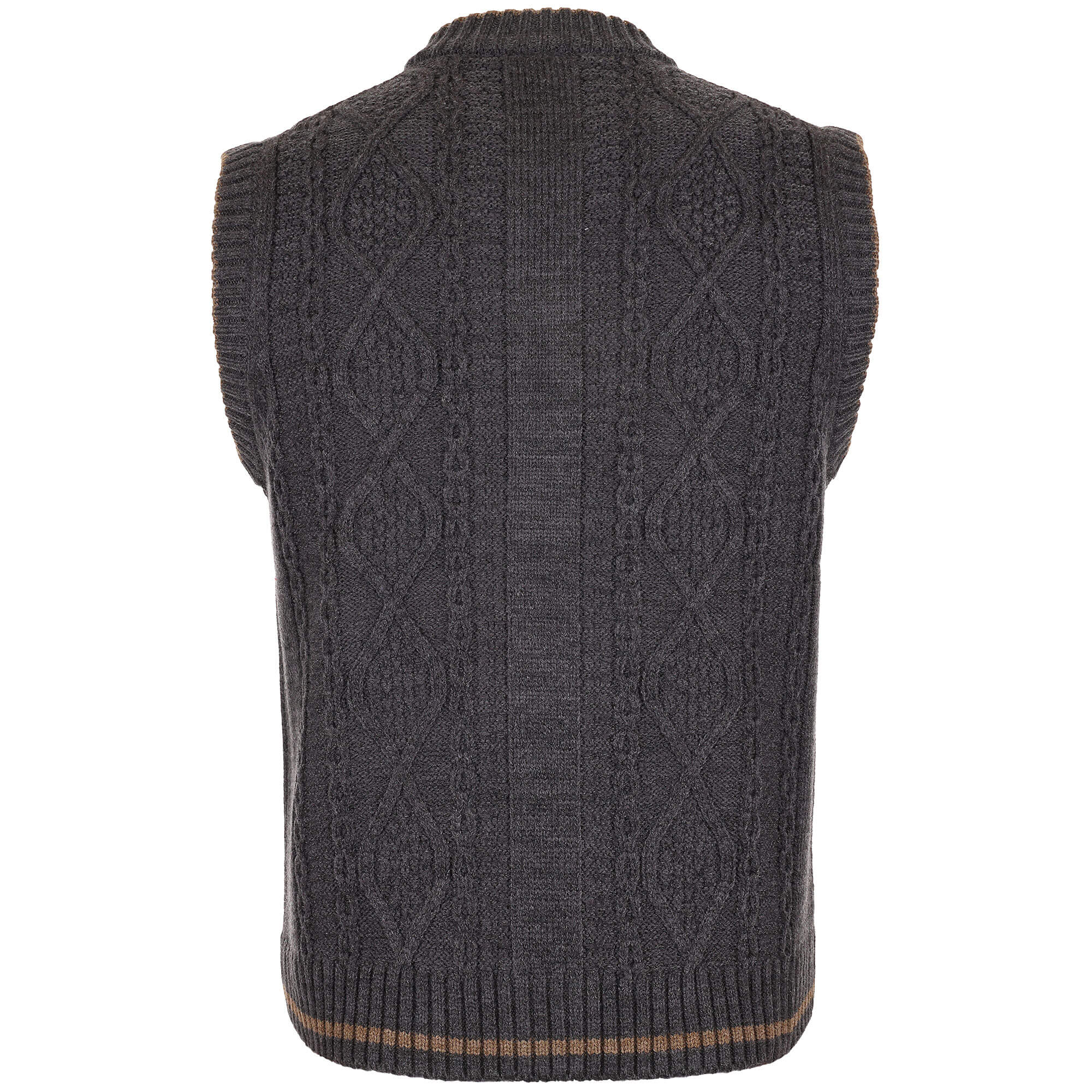 Rückansicht der Herren Strickweste "Anton", mit Reißverschluss, in der Farbe Anthra