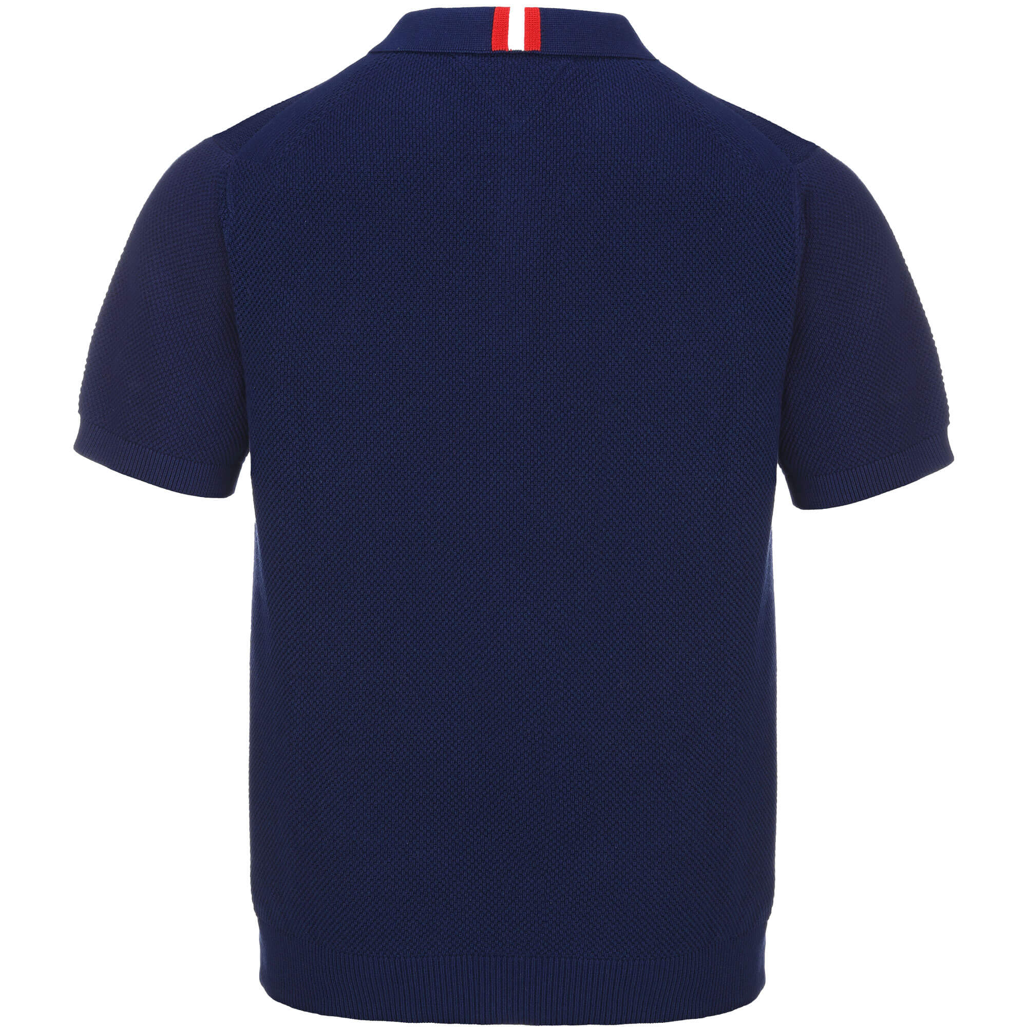 Hinteransicht des Poloshirts  Strick "Tommy", in der Farbe Dunkelblau