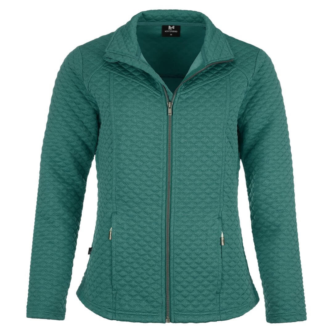 Vorderansicht der Damen Powerstretch Jacke "Anna" in der Farbe tuerkis