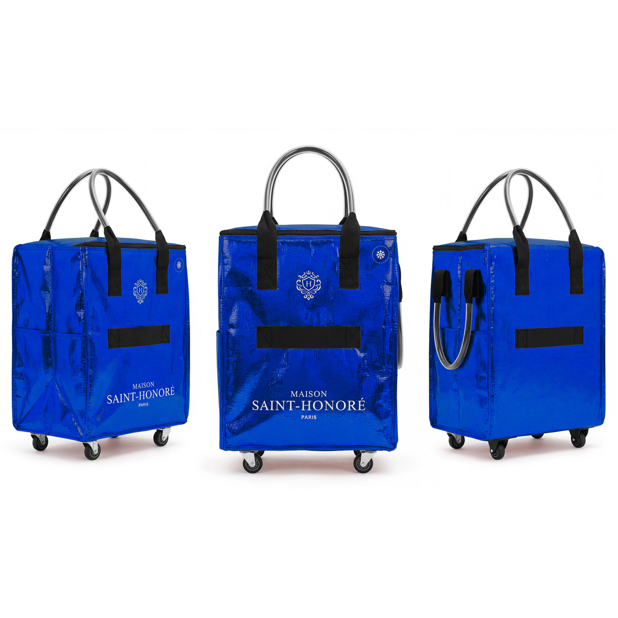 Shopper mit Rollen, Metallic Blau