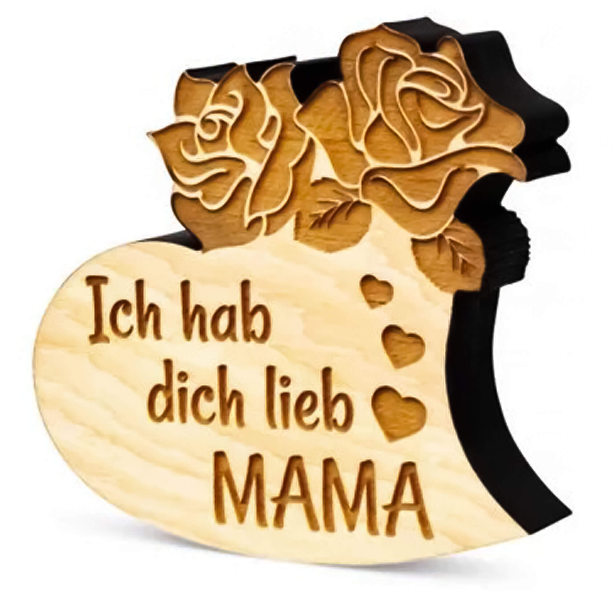 Vorderansicht des Kleinen Zirbenherzes "Ich Hab dich lieb Mama"