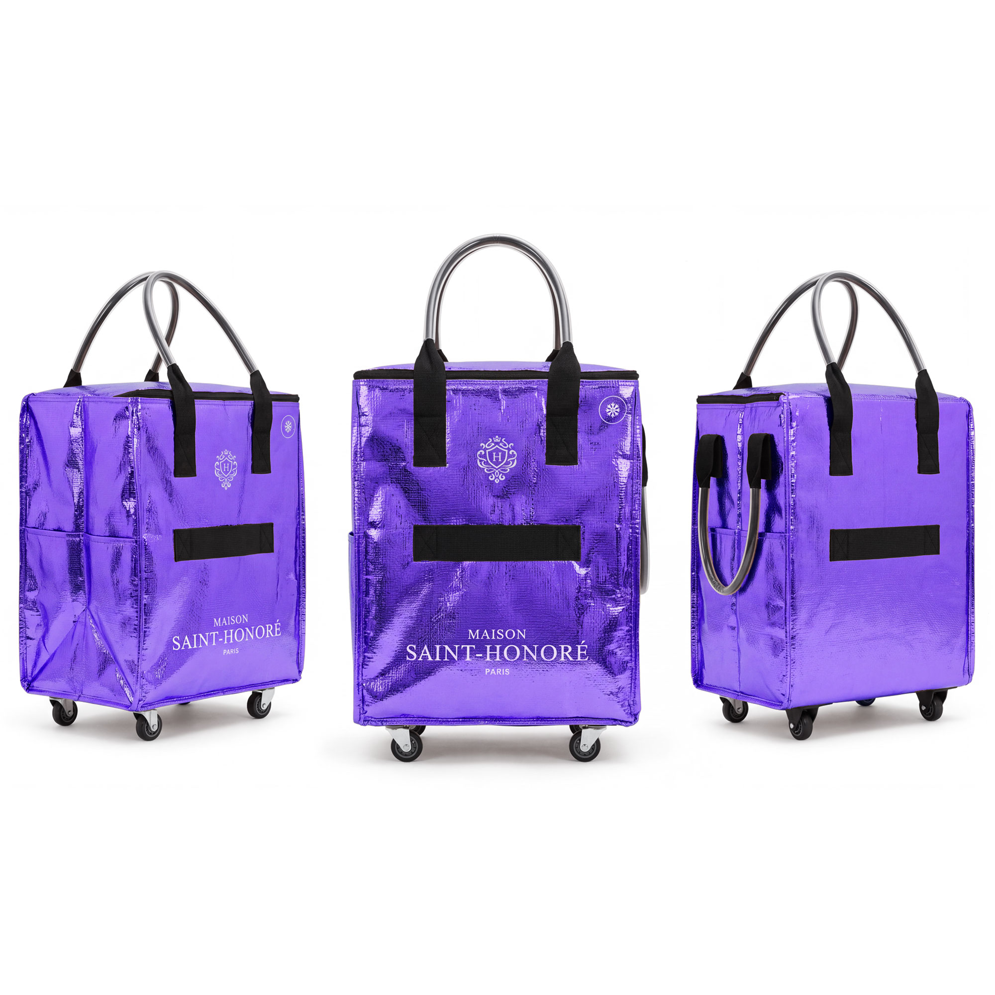 Shopper mit Rollen, Metallic Violett