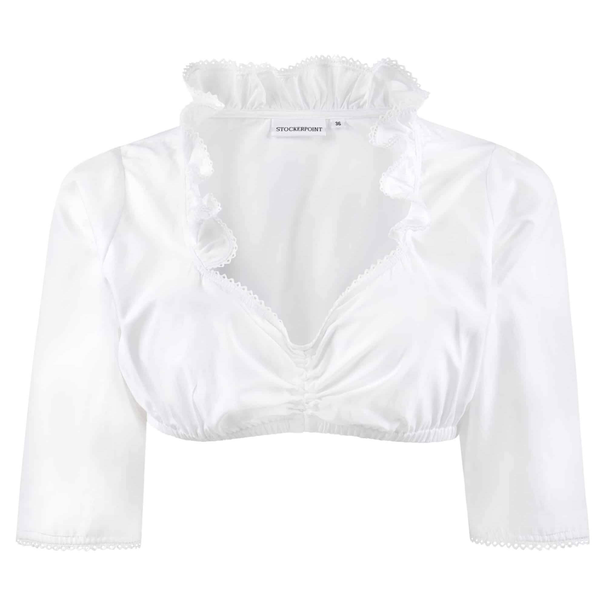 Vorderansicht der Damen Dirndlbluse "Clara" in der Farbe Weiß