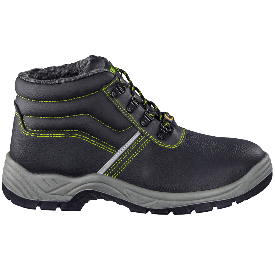 Herren Arbeitsschuh "Work", Glattleder, Warmfutter, Schwarz-Lime, S3
