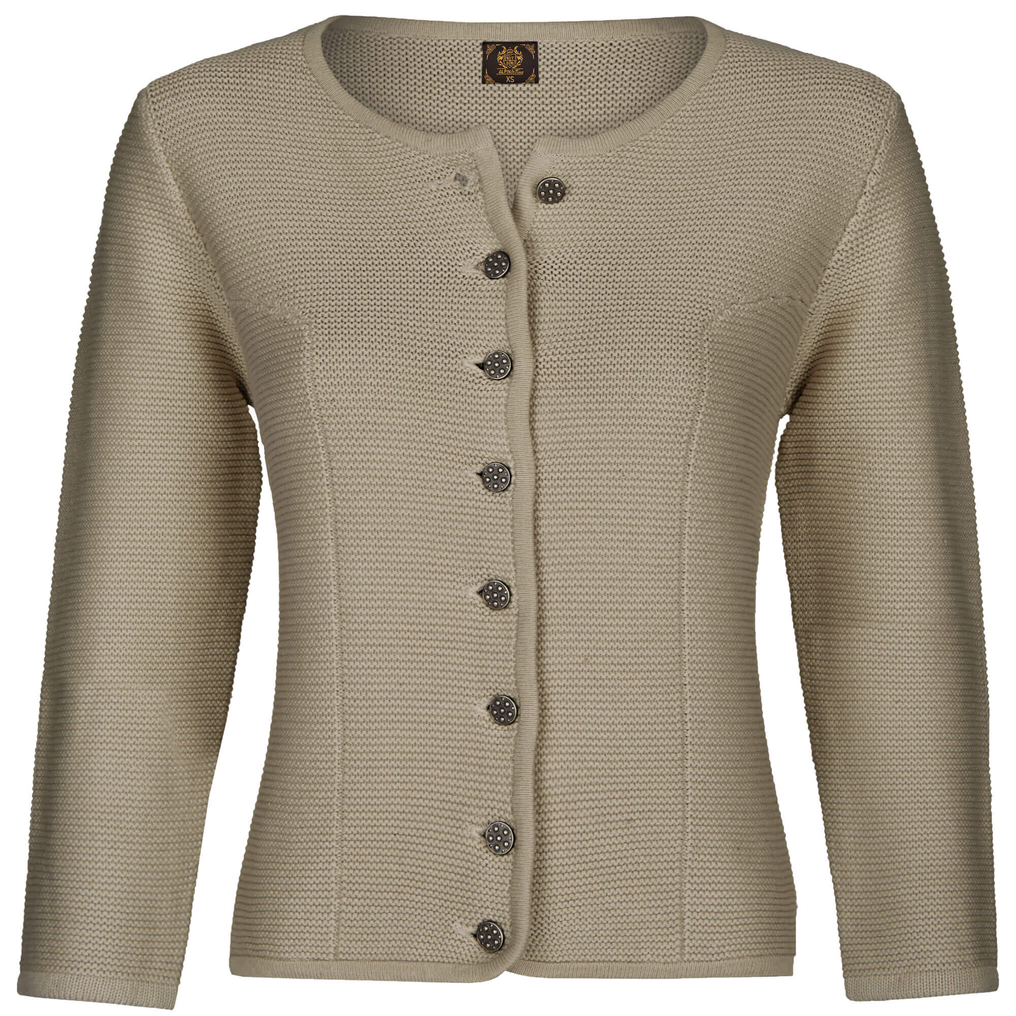 Vorderansicht der Damen Strickjacke "Achensee", in der Farbe Natur