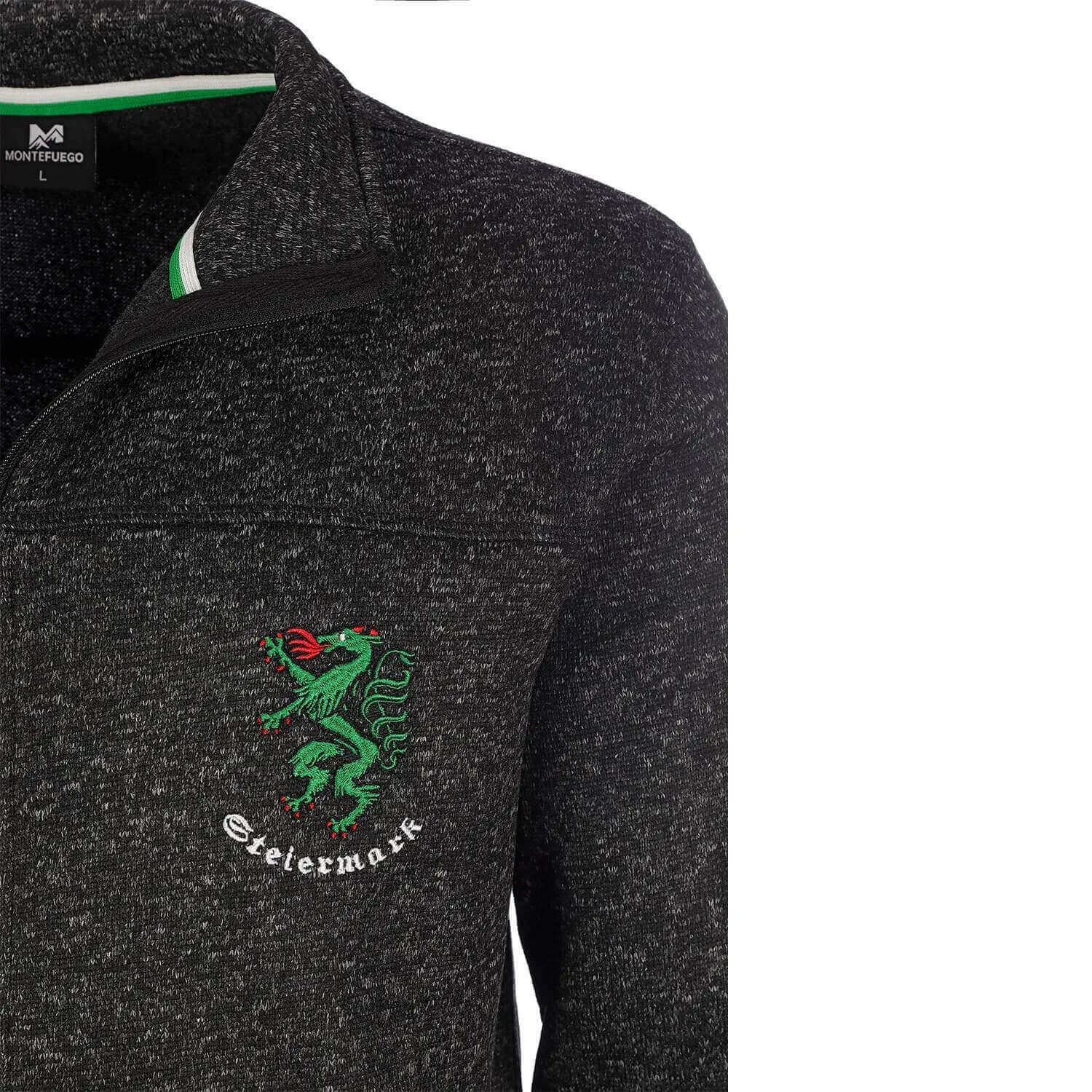 Bestickung am Brustbereich der Damen Fleece Jacke Steiermark