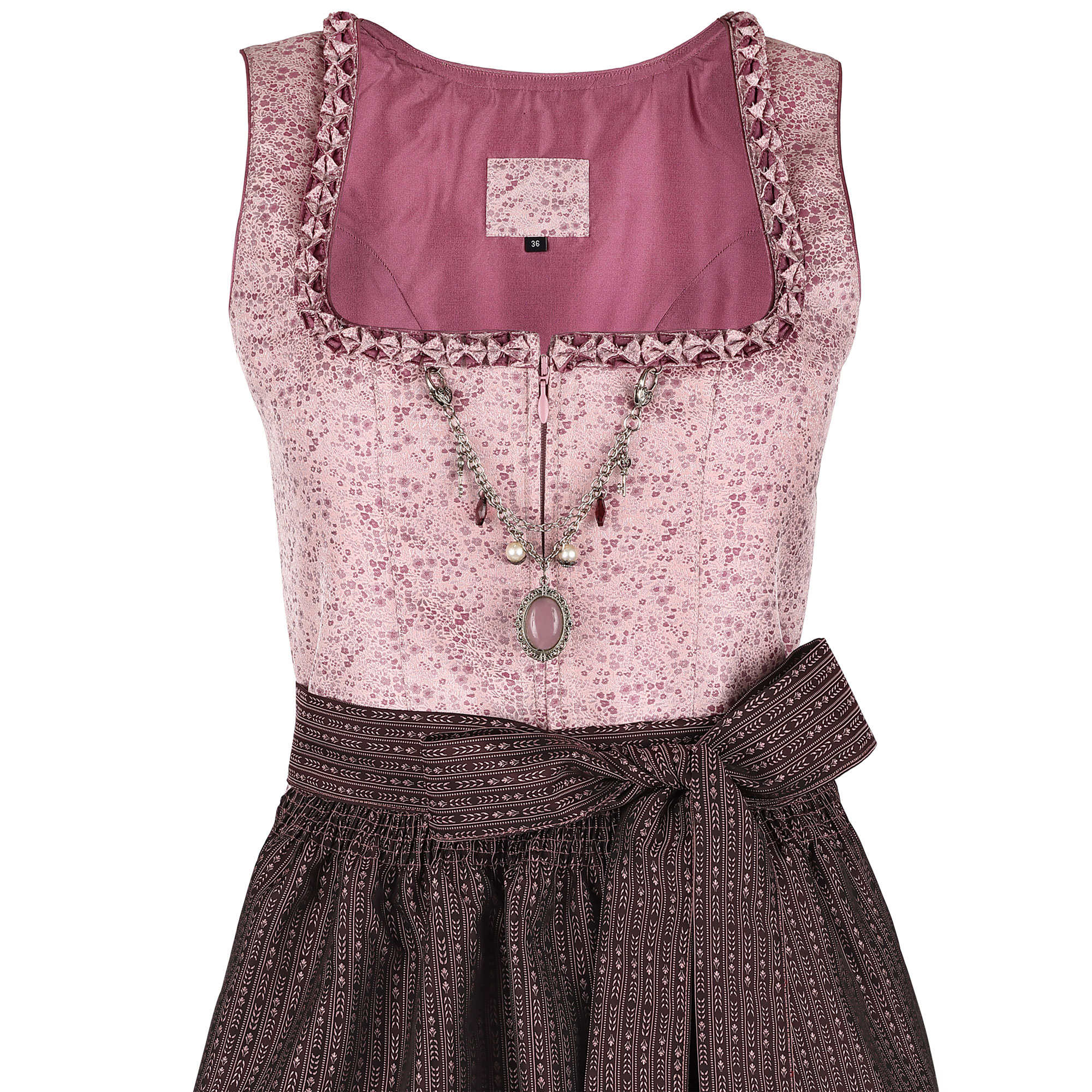 Detailansicht des Ausschnitts des Damen Dirndls "Helmina" in Blush