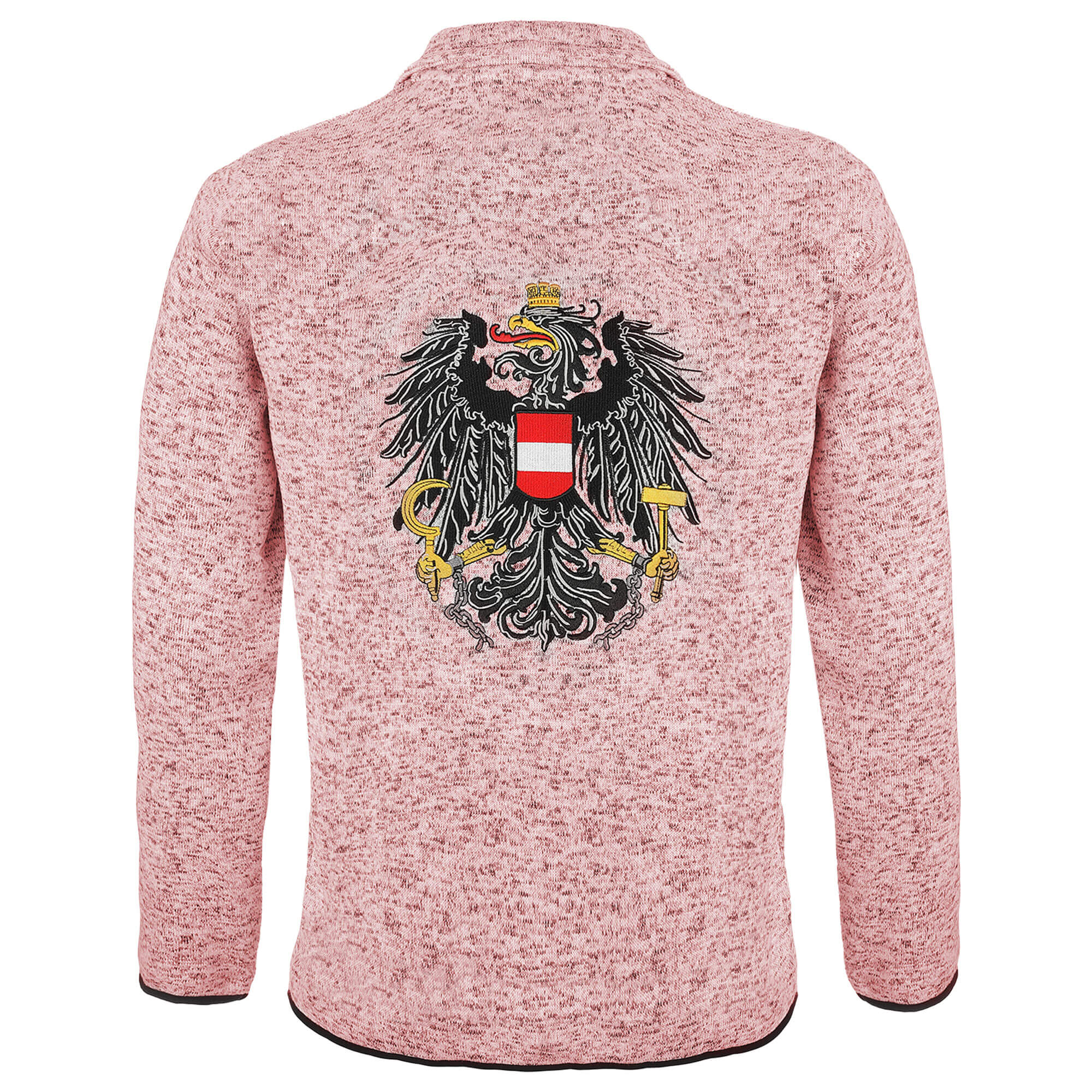 Rückansicht Damen Strickfleecejacke Österreich, in der Farbe Rosa