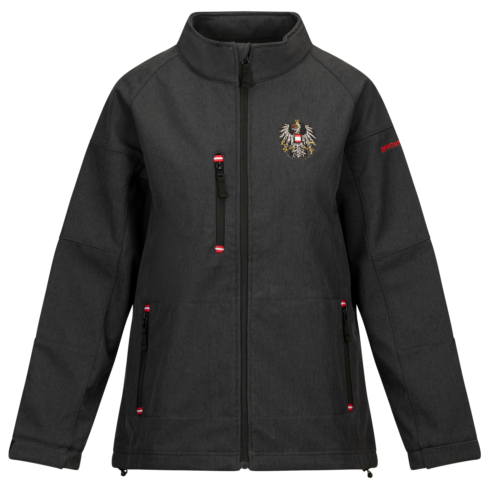 Vorderansicht der Damen Softshelljacke "Austria" in der Farbe Anthrazit