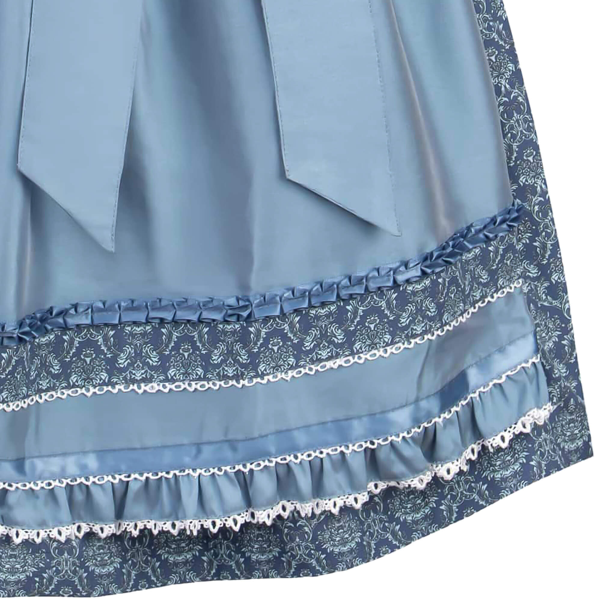 Detailansicht des Saums des Damen-Dirndls "Ruby" in der Farbe Blau