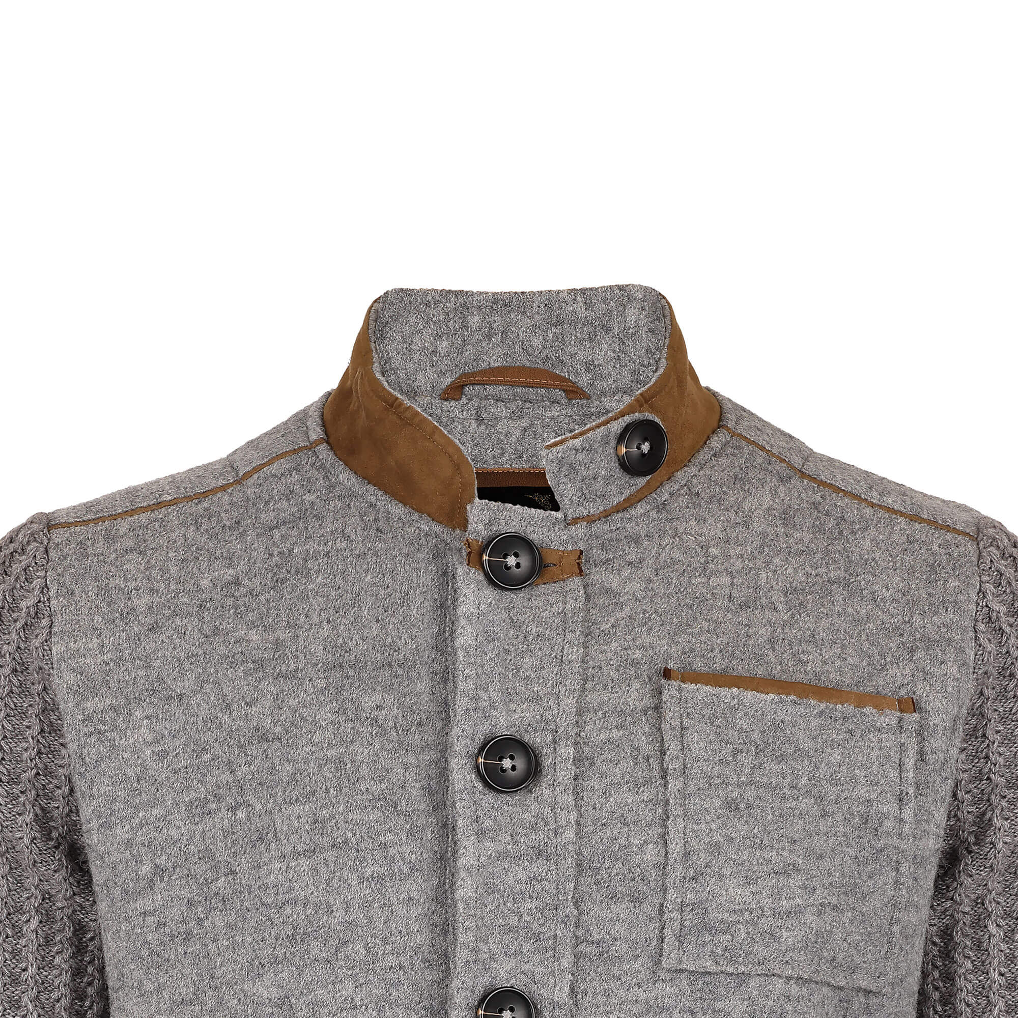 Detailansicht der Herren Strickjacke "Alesandro", in der Farbe Grau