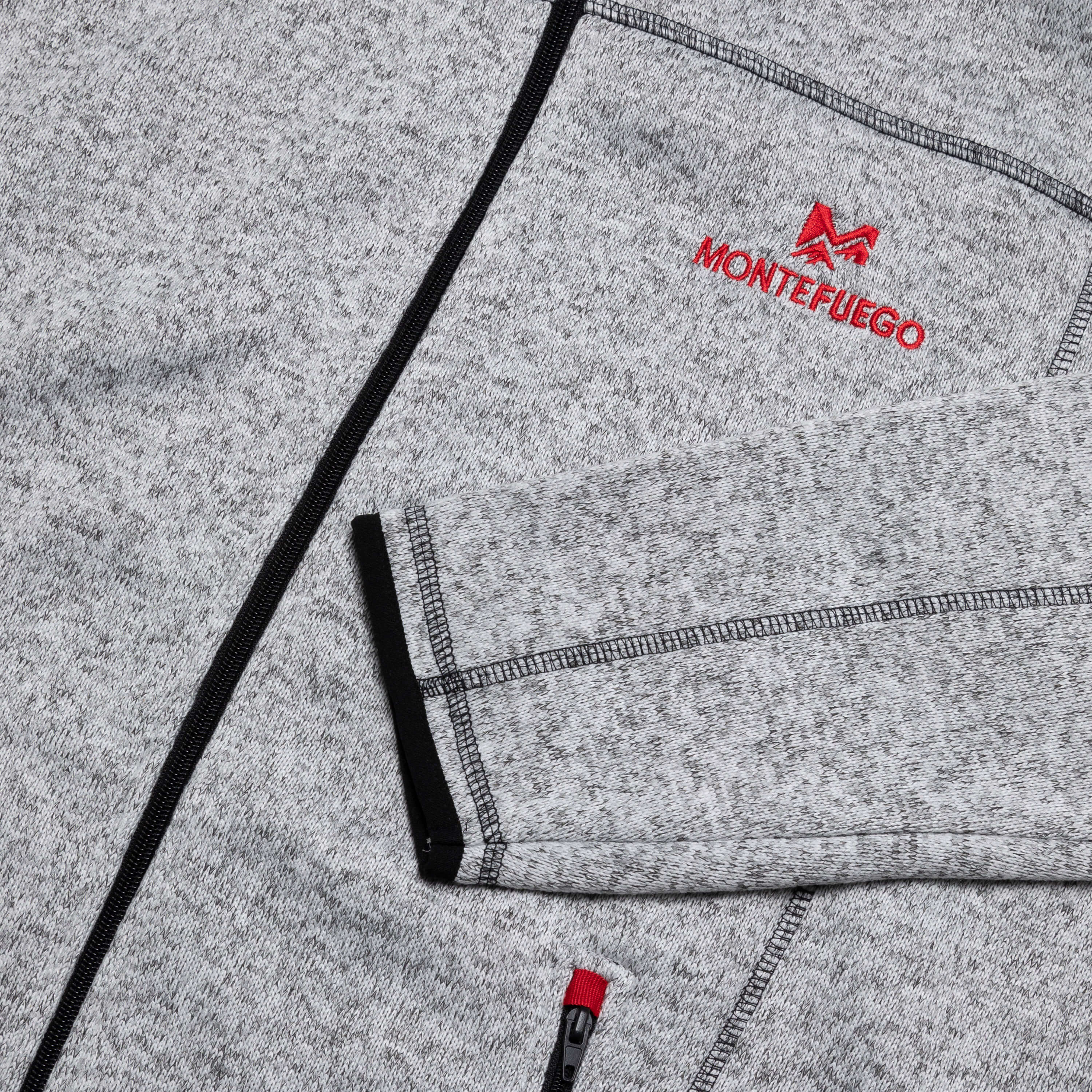 Detailansicht der Herren Strickfleece Jacke "Rudi", in der Farbe Hellgrau