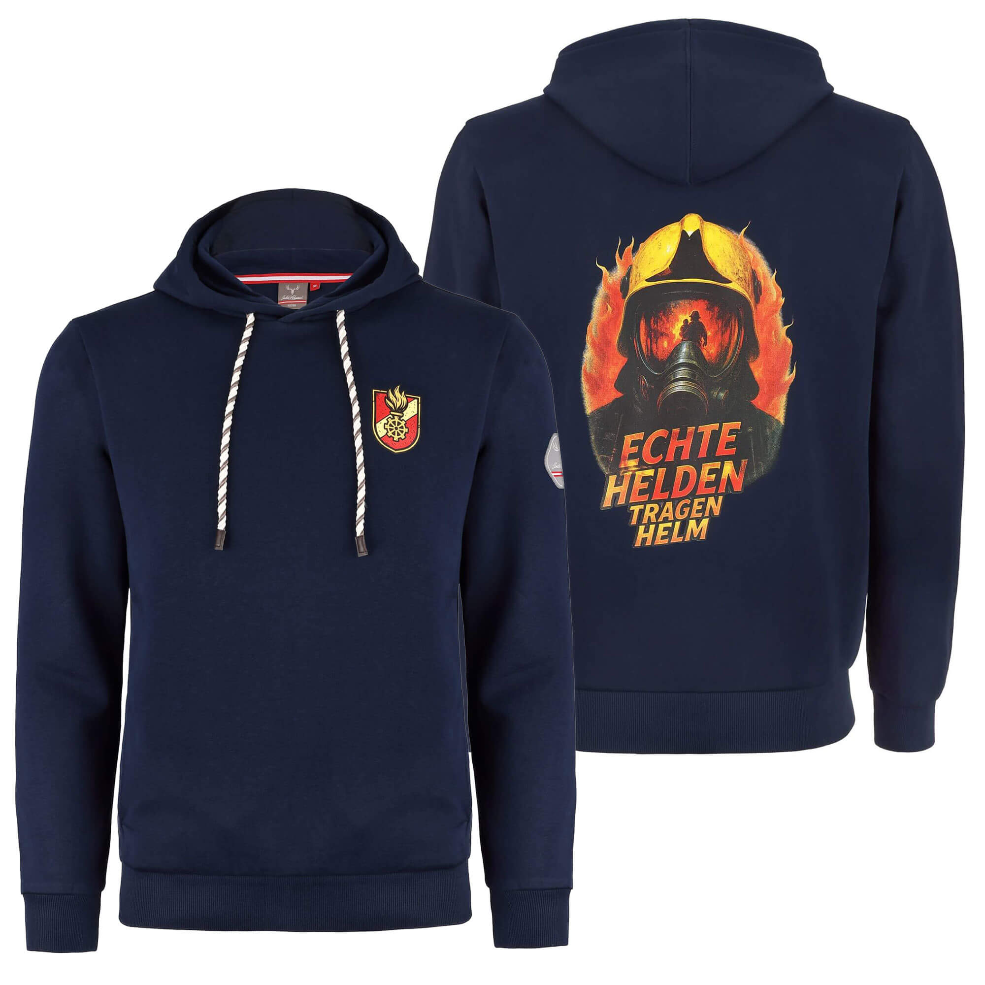 Herren Hoodie Feuerwehr "Echte Helden", Navy