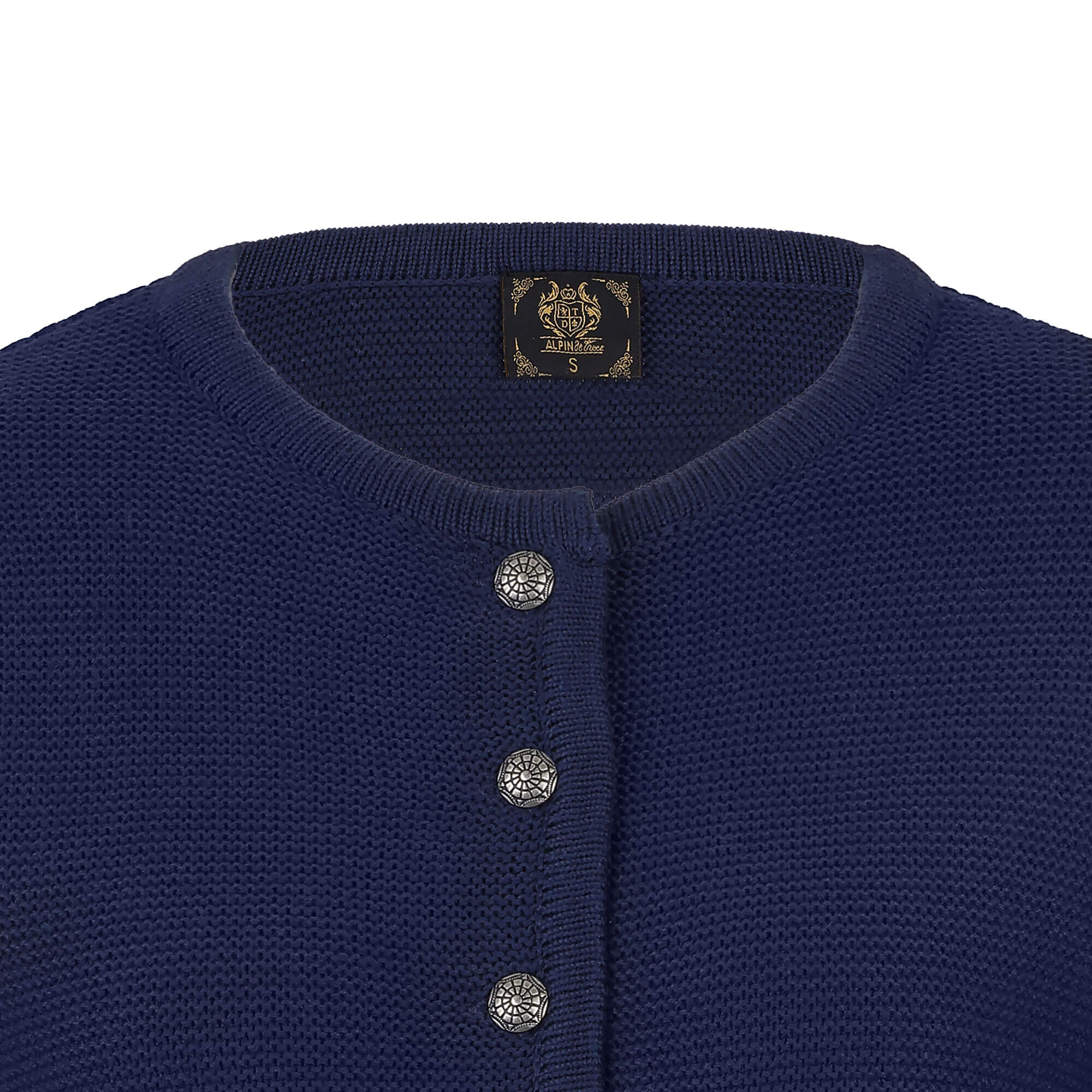 Detailansicht der Damen Strickjacke "Achensee", in der Farbe Navy
