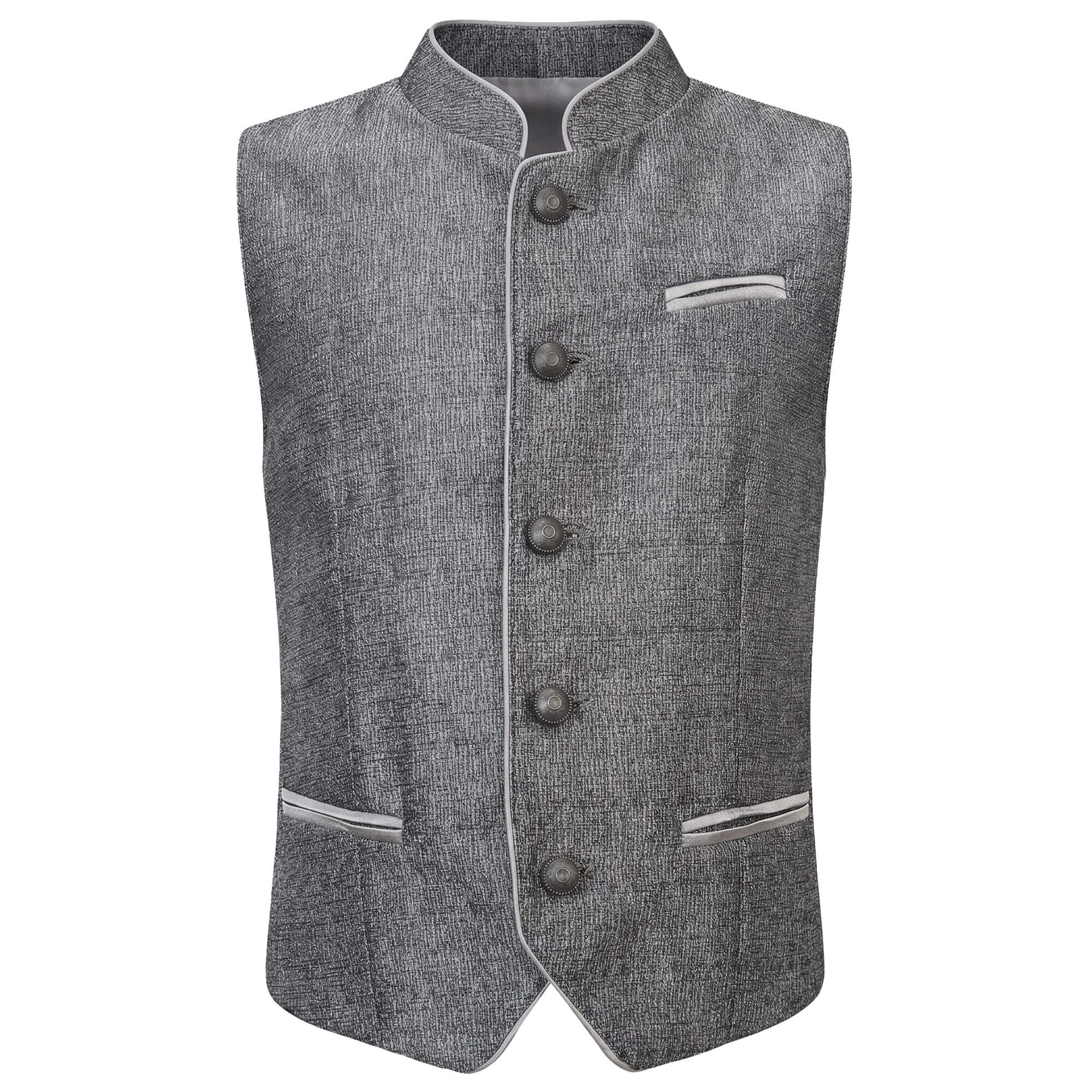 Vorderansicht des Kinder Gilets "Ernst" in der Farbe Schwarz-Silber