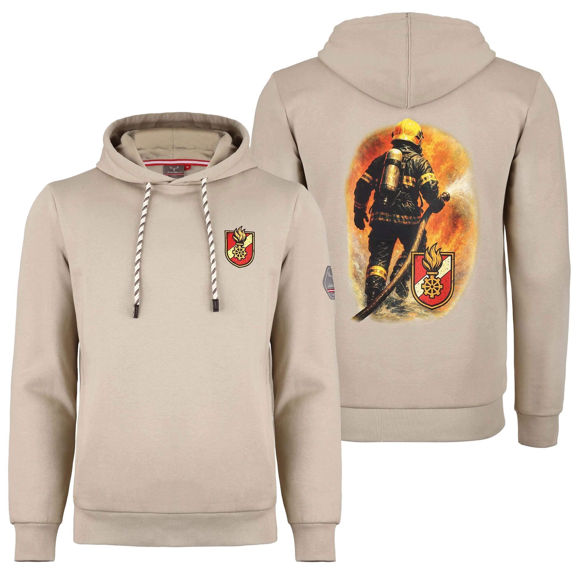 Herren Hoodie Feuerwehr "Feuerwehrmann", Beige