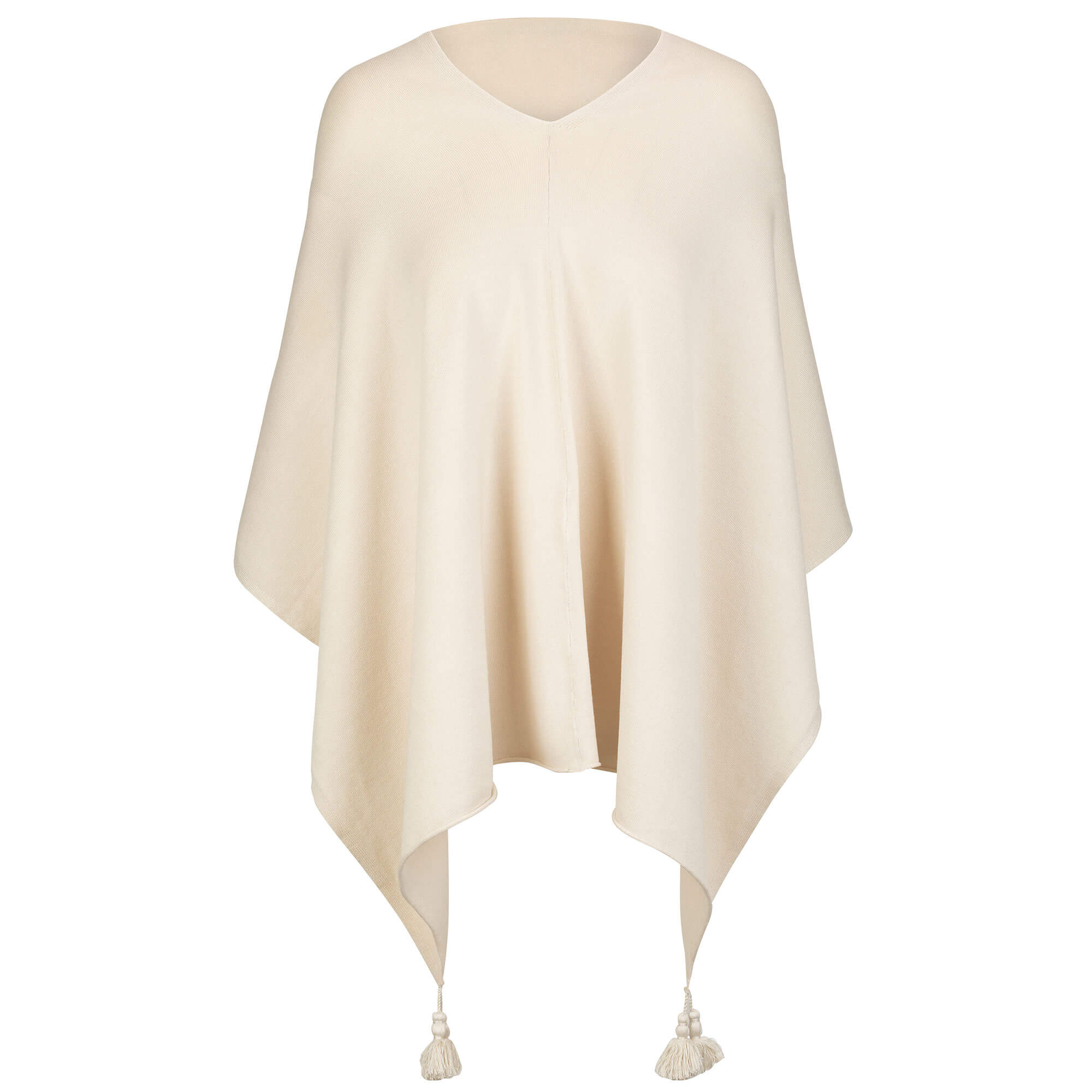 Vorderansicht des Damen Poncho in der Farbe Ecru