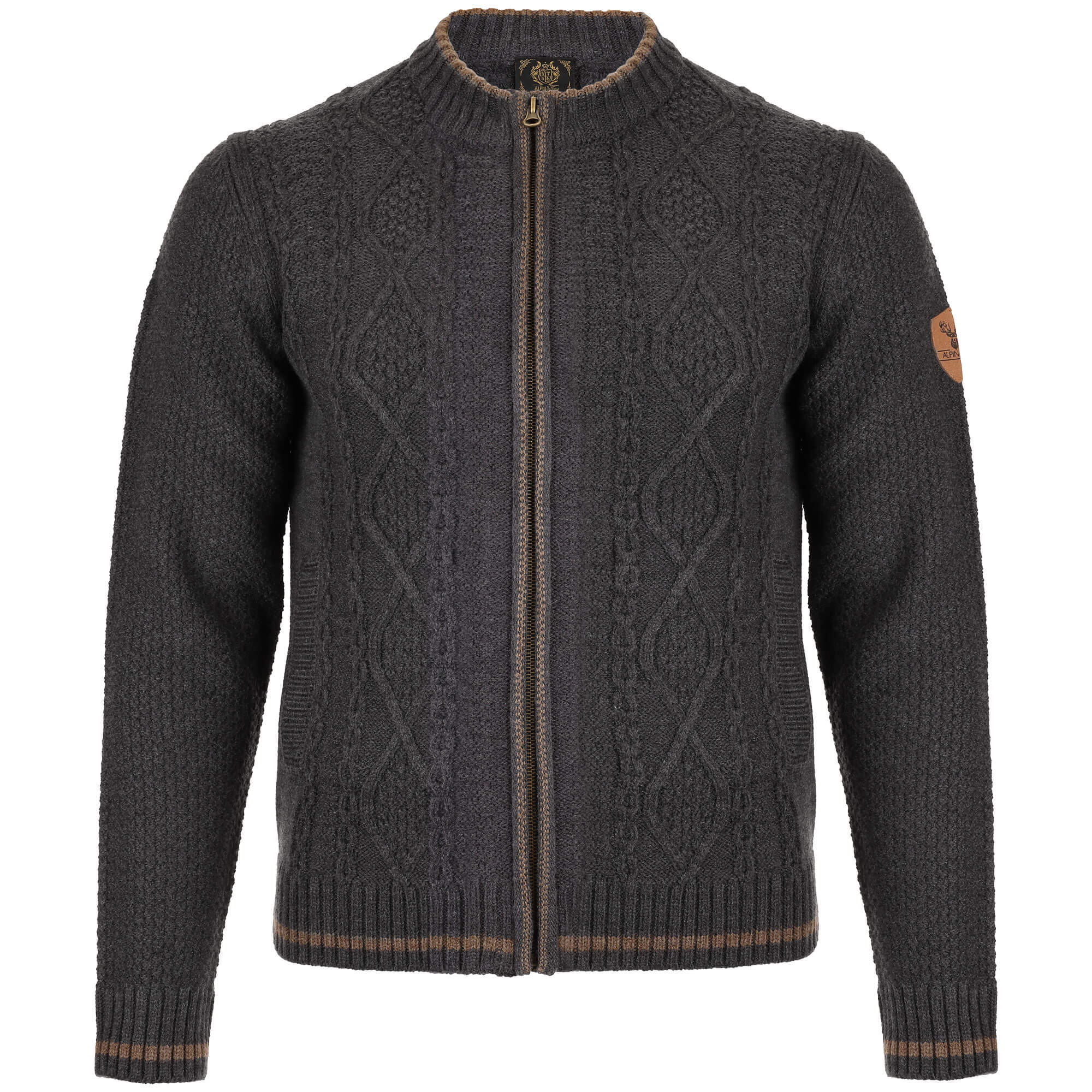 Vorderansicht der Herren Strickjacke "Anton", mit Reißverschluss, in der Farbe Anthrazit-Melange