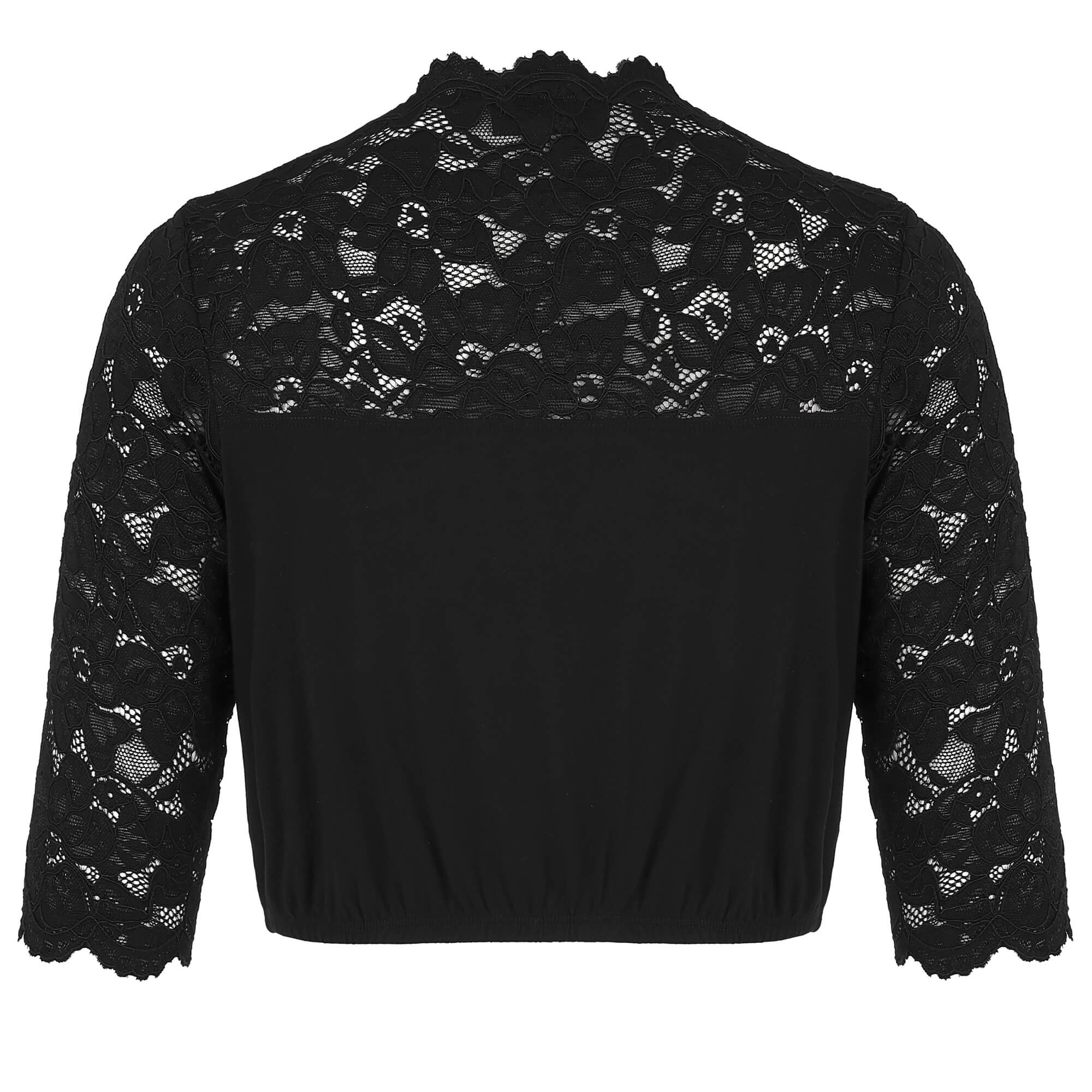 Hinteransicht der Damen Dirndlbluse "Melissa" in der Farbe Schwarz