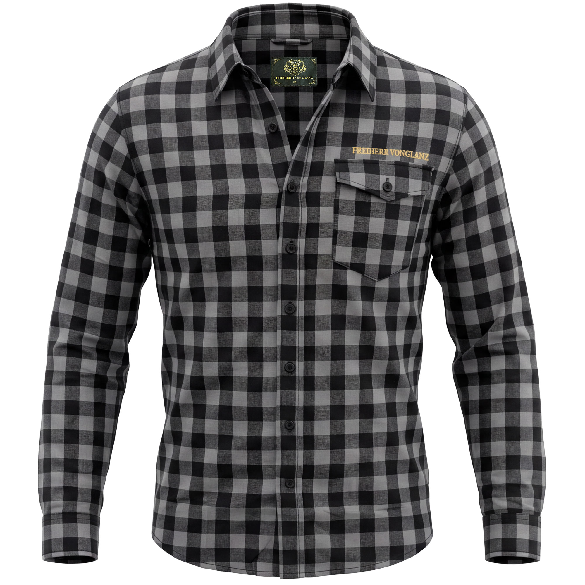 Herren Jagd Flanellhemd "Hunt", Grau-Schwarz