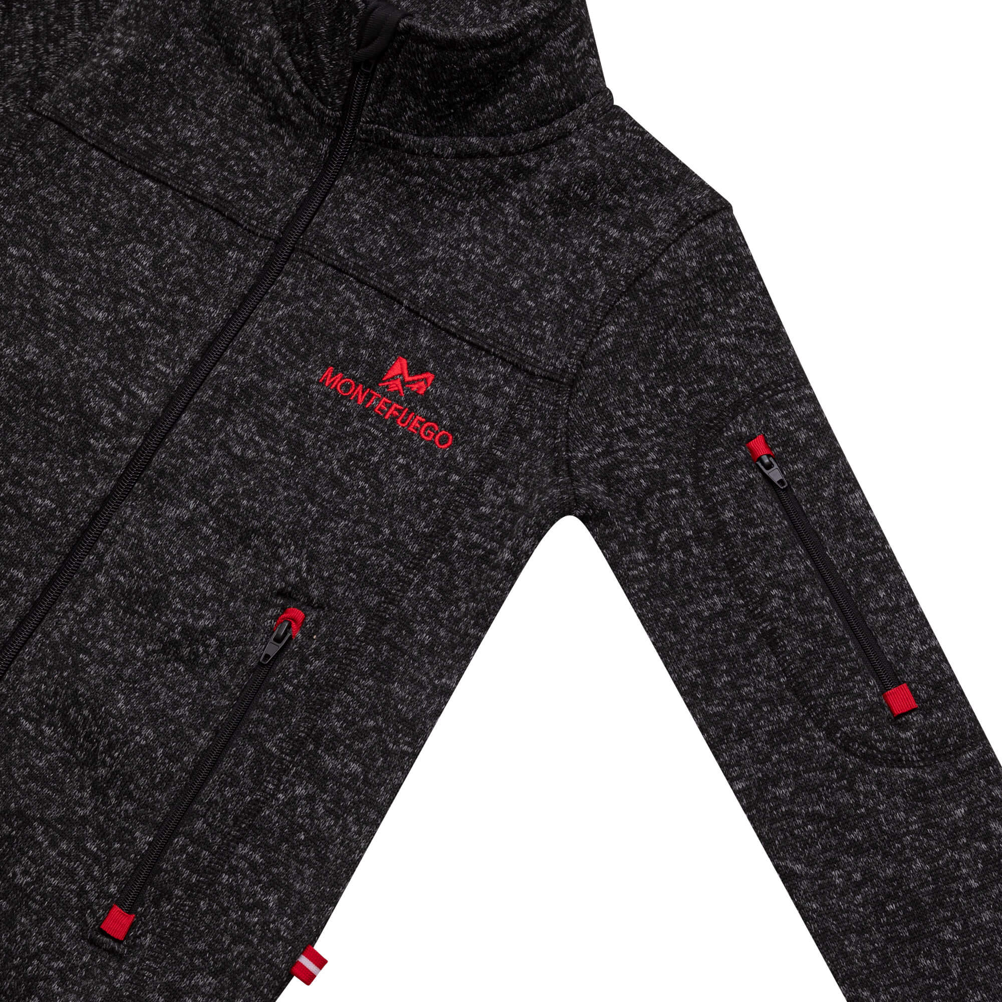 Detailansicht der Kinder Strickfleece Jacke "Montefuego", in der Farbe Anthrazit