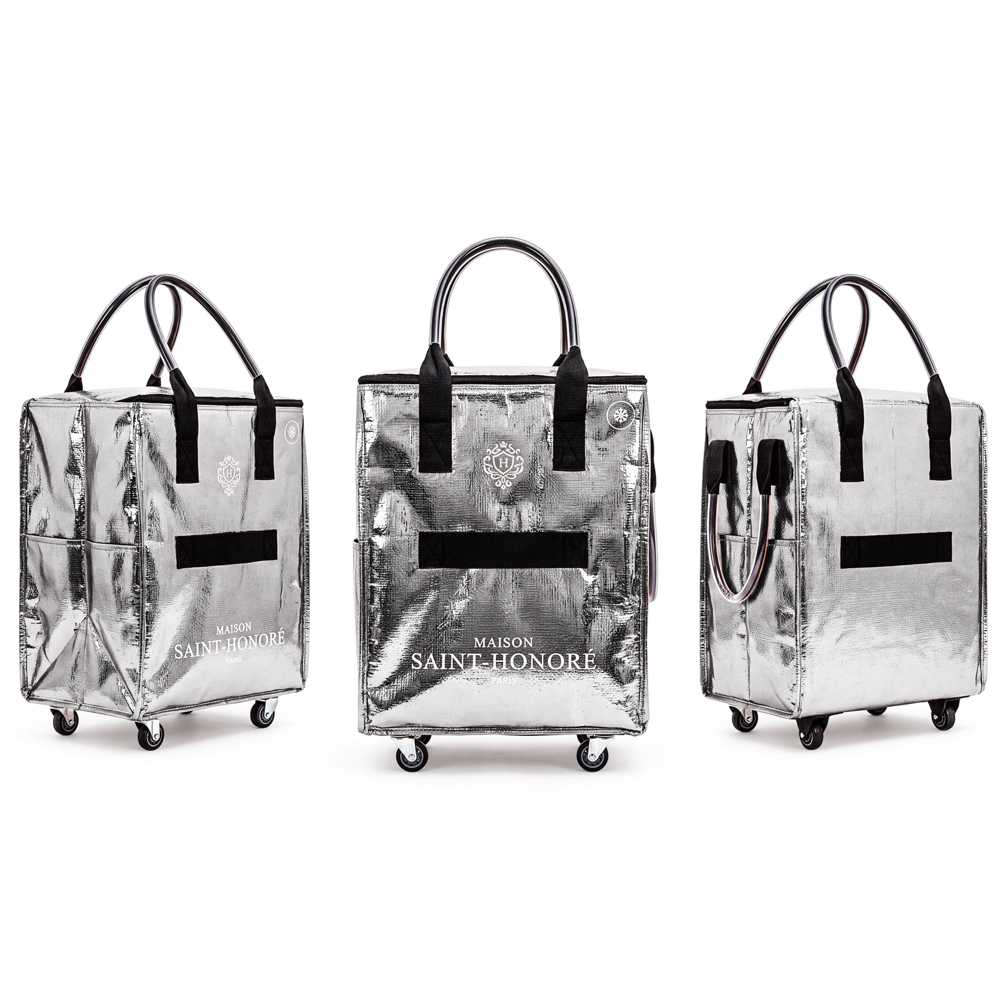 Shopper mit Rollen, Metallic Silber