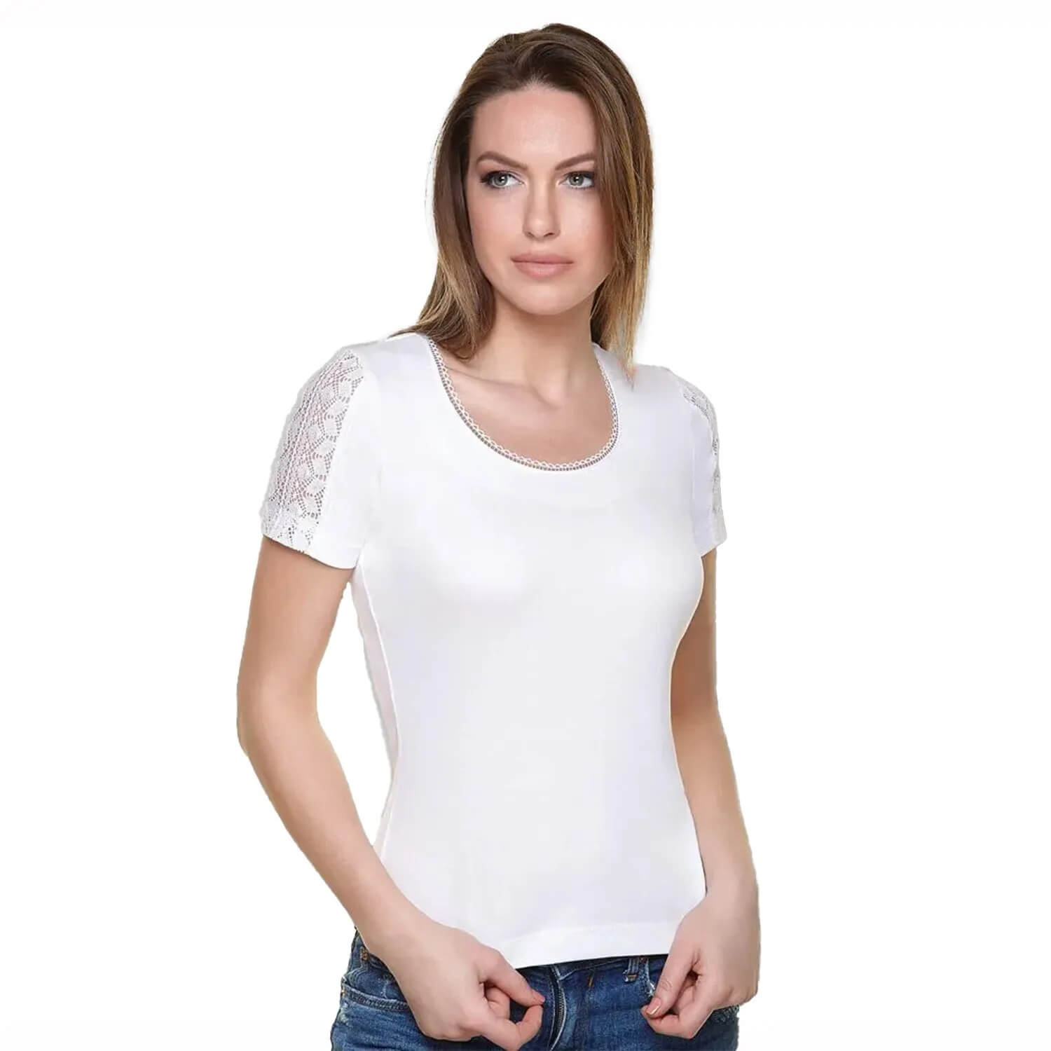 Vorderansicht des Damen Trachten T-Shirts "Bettina", in Weiss