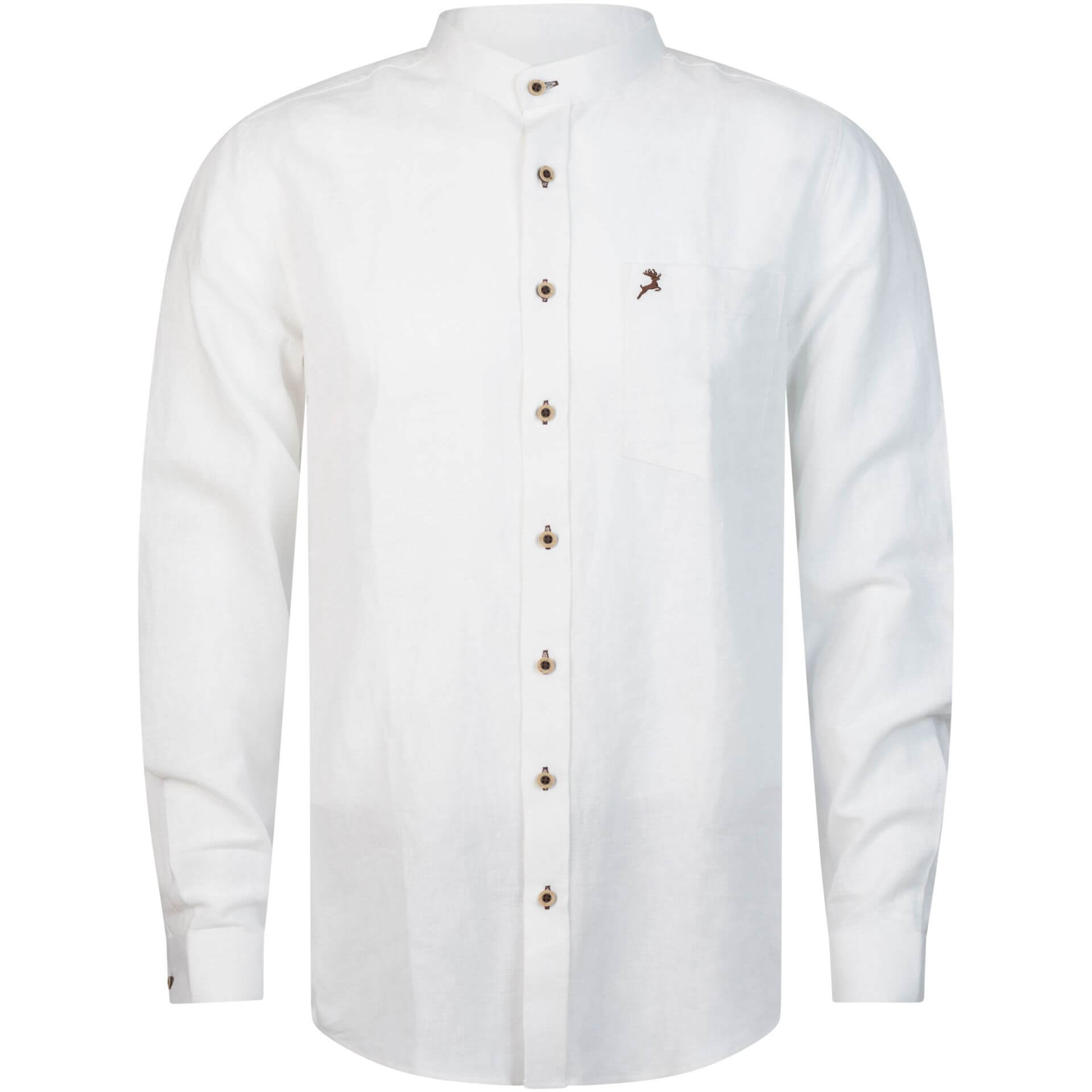 OS Trachten Herren Hemd Langarm - Klassisches Trachtenhemd Mit Stehkragen